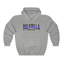 Load image into Gallery viewer, Hulkrilla&#39;s Black and Blue Unisex Heavy Blend™ Hooded Sweatshirt
